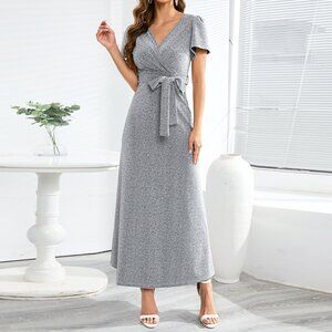 🍪Dress V-neck slim dress long dress lace-up dress